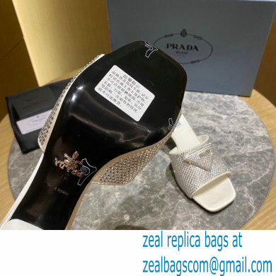 Prada Heel 6cm Satin Slides Sandals with Crystals 07 2022