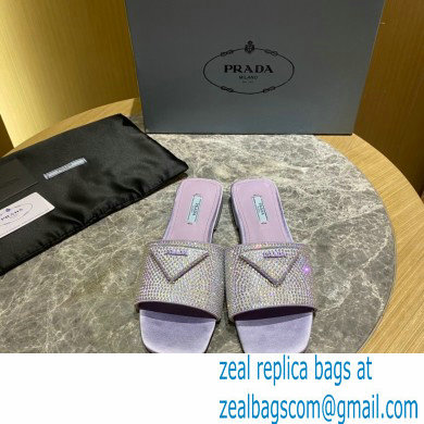 Prada Satin Flat Slides Sandals with Crystals 01 2022