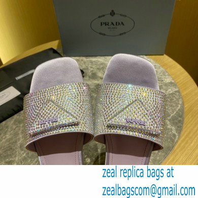 Prada Satin Flat Slides Sandals with Crystals 01 2022 - Click Image to Close