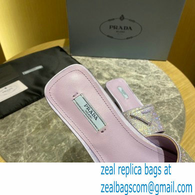 Prada Satin Flat Slides Sandals with Crystals 01 2022