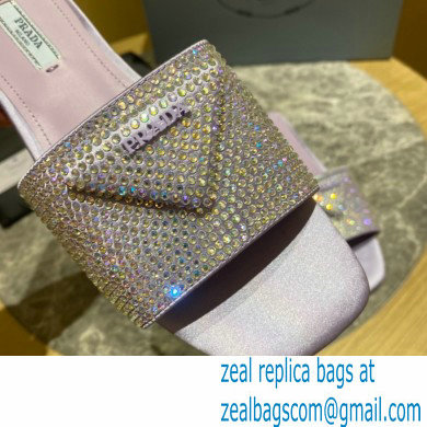 Prada Satin Flat Slides Sandals with Crystals 01 2022 - Click Image to Close
