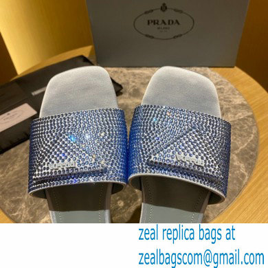 Prada Satin Flat Slides Sandals with Crystals 02 2022 - Click Image to Close