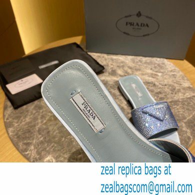 Prada Satin Flat Slides Sandals with Crystals 02 2022