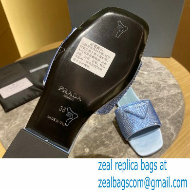 Prada Satin Flat Slides Sandals with Crystals 02 2022 - Click Image to Close