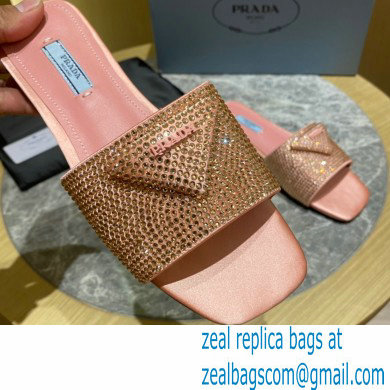 Prada Satin Flat Slides Sandals with Crystals 03 2022