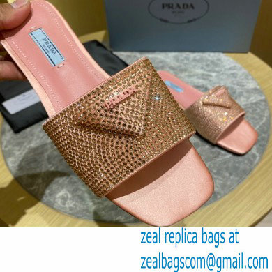 Prada Satin Flat Slides Sandals with Crystals 03 2022 - Click Image to Close