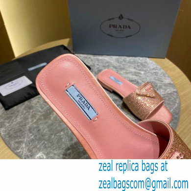 Prada Satin Flat Slides Sandals with Crystals 03 2022 - Click Image to Close