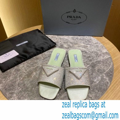 Prada Satin Flat Slides Sandals with Crystals 05 2022 - Click Image to Close