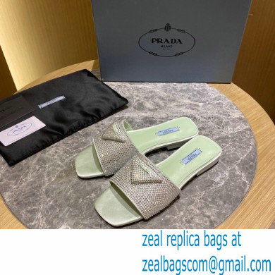 Prada Satin Flat Slides Sandals with Crystals 05 2022 - Click Image to Close