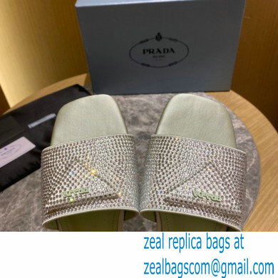 Prada Satin Flat Slides Sandals with Crystals 05 2022 - Click Image to Close