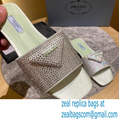 Prada Satin Flat Slides Sandals with Crystals 05 2022