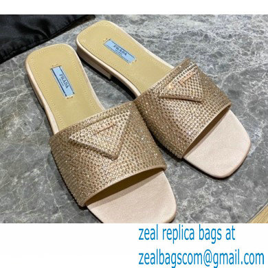 Prada Satin Flat Slides Sandals with Crystals 06 2022