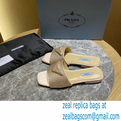 Prada Satin Flat Slides Sandals with Crystals 06 2022