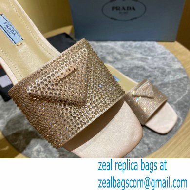 Prada Satin Flat Slides Sandals with Crystals 06 2022 - Click Image to Close