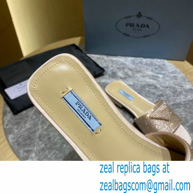 Prada Satin Flat Slides Sandals with Crystals 06 2022 - Click Image to Close