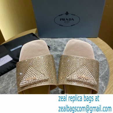 Prada Satin Flat Slides Sandals with Crystals 06 2022