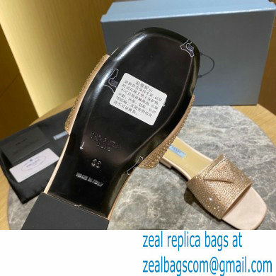 Prada Satin Flat Slides Sandals with Crystals 06 2022 - Click Image to Close