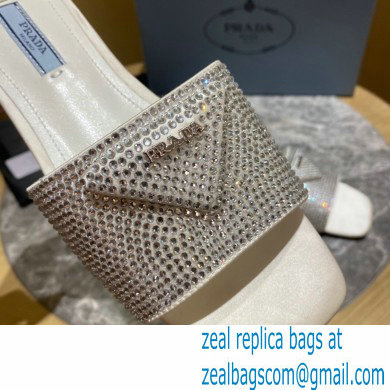 Prada Satin Flat Slides Sandals with Crystals 07 2022 - Click Image to Close