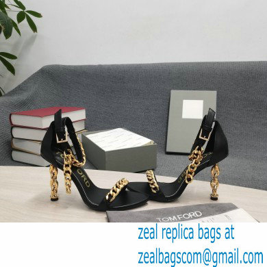 Tom Ford Heel 10.5cm Leather Chain Ankle Strap Sandals Black 2022 - Click Image to Close