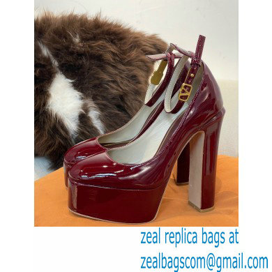 VALENTINO GARAVANI TAN-GO PLATFORM PUMP IN PATENT LEATHER 155 MM burgundy