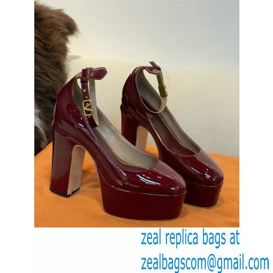 VALENTINO GARAVANI TAN-GO PLATFORM PUMP IN PATENT LEATHER 155 MM burgundy