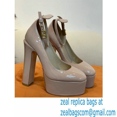VALENTINO GARAVANI TAN-GO PLATFORM PUMP IN PATENT LEATHER 155 MM nude