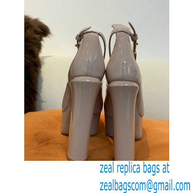 VALENTINO GARAVANI TAN-GO PLATFORM PUMP IN PATENT LEATHER 155 MM nude