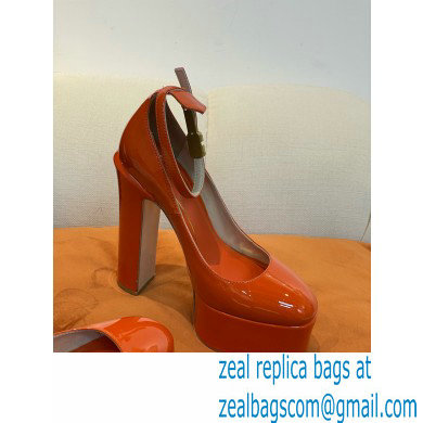 VALENTINO GARAVANI TAN-GO PLATFORM PUMP IN PATENT LEATHER 155 MM orange