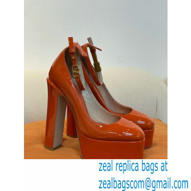 VALENTINO GARAVANI TAN-GO PLATFORM PUMP IN PATENT LEATHER 155 MM orange