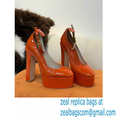 VALENTINO GARAVANI TAN-GO PLATFORM PUMP IN PATENT LEATHER 155 MM orange