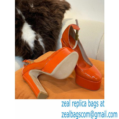 VALENTINO GARAVANI TAN-GO PLATFORM PUMP IN PATENT LEATHER 155 MM orange