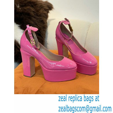 VALENTINO GARAVANI TAN-GO PLATFORM PUMP IN PATENT LEATHER 155 MM pink