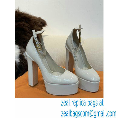 VALENTINO GARAVANI TAN-GO PLATFORM PUMP IN PATENT LEATHER 155 MM white