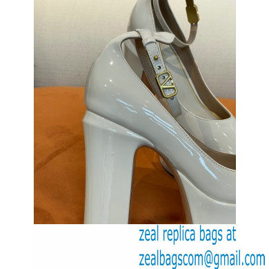 VALENTINO GARAVANI TAN-GO PLATFORM PUMP IN PATENT LEATHER 155 MM white