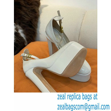 VALENTINO GARAVANI TAN-GO PLATFORM PUMP IN PATENT LEATHER 155 MM white