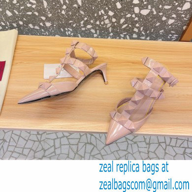 Valentino Heel 4.5cm Roman Stud Pumps With Enameled Studs Nude 2022 - Click Image to Close