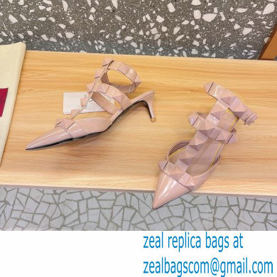 Valentino Heel 4.5cm Roman Stud Pumps With Enameled Studs Nude 2022