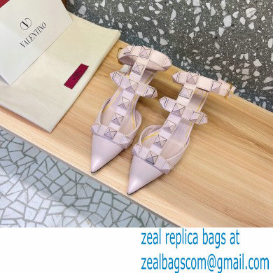 Valentino Heel 4.5cm Roman Stud Pumps With Enameled Studs Pink 2022 - Click Image to Close