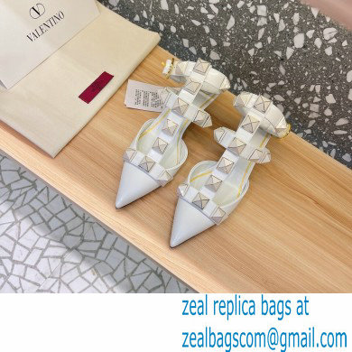 Valentino Heel 4.5cm Roman Stud Pumps With Enameled Studs White 2022
