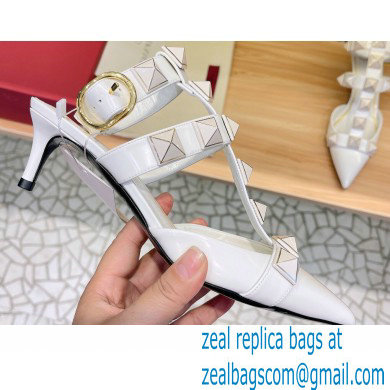 Valentino Heel 4.5cm Roman Stud Pumps With Enameled Studs White 2022 - Click Image to Close