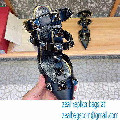 Valentino Heel 8cm Roman Stud Pumps With Enameled Studs Black 2022