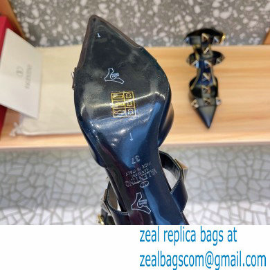 Valentino Heel 8cm Roman Stud Pumps With Enameled Studs Black 2022 - Click Image to Close