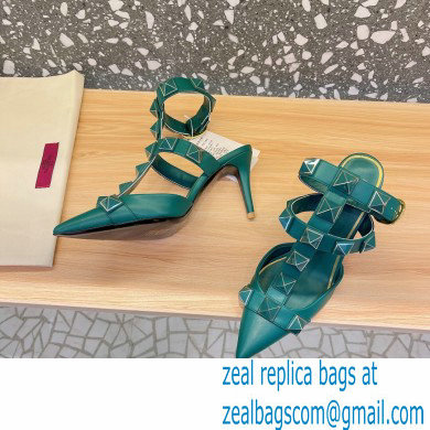 Valentino Heel 8cm Roman Stud Pumps With Enameled Studs Green 2022