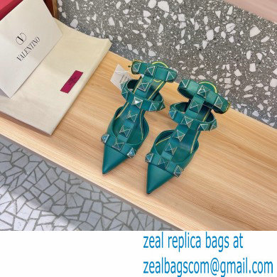 Valentino Heel 8cm Roman Stud Pumps With Enameled Studs Green 2022