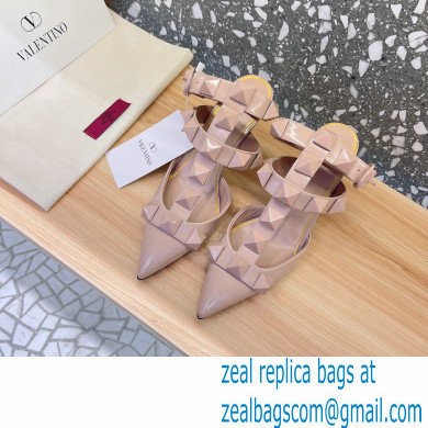 Valentino Heel 8cm Roman Stud Pumps With Enameled Studs Nude 2022