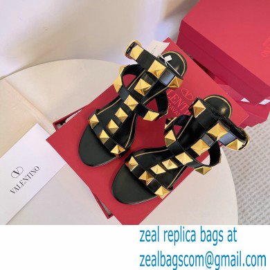 Valentino Heel 8cm Roman Stud Sandals Black 2022