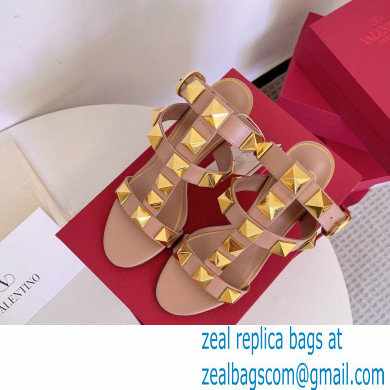 Valentino Heel 8cm Roman Stud Sandals Nude 2022