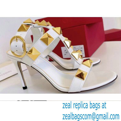 Valentino Heel 8cm Roman Stud Sandals White 2022