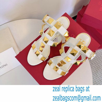 Valentino Heel 8cm Roman Stud Sandals White 2022