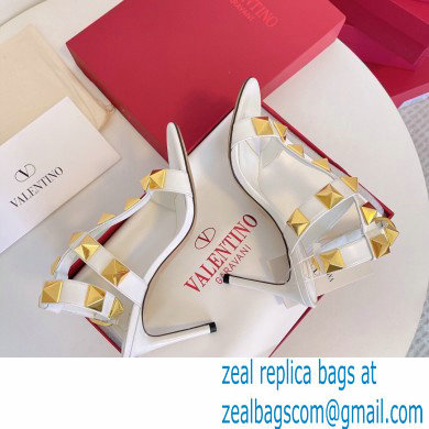 Valentino Heel 8cm Roman Stud Sandals White 2022